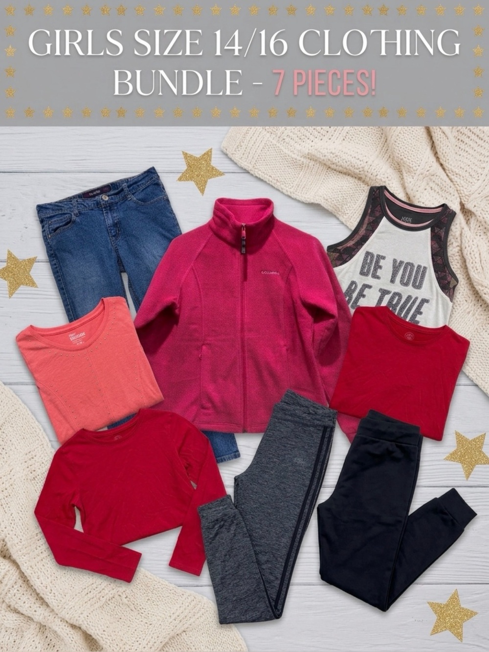 Girls Size 14 16 Fall Lot 7pc Columbia Fleece Adidas Pants Jordache Jeans